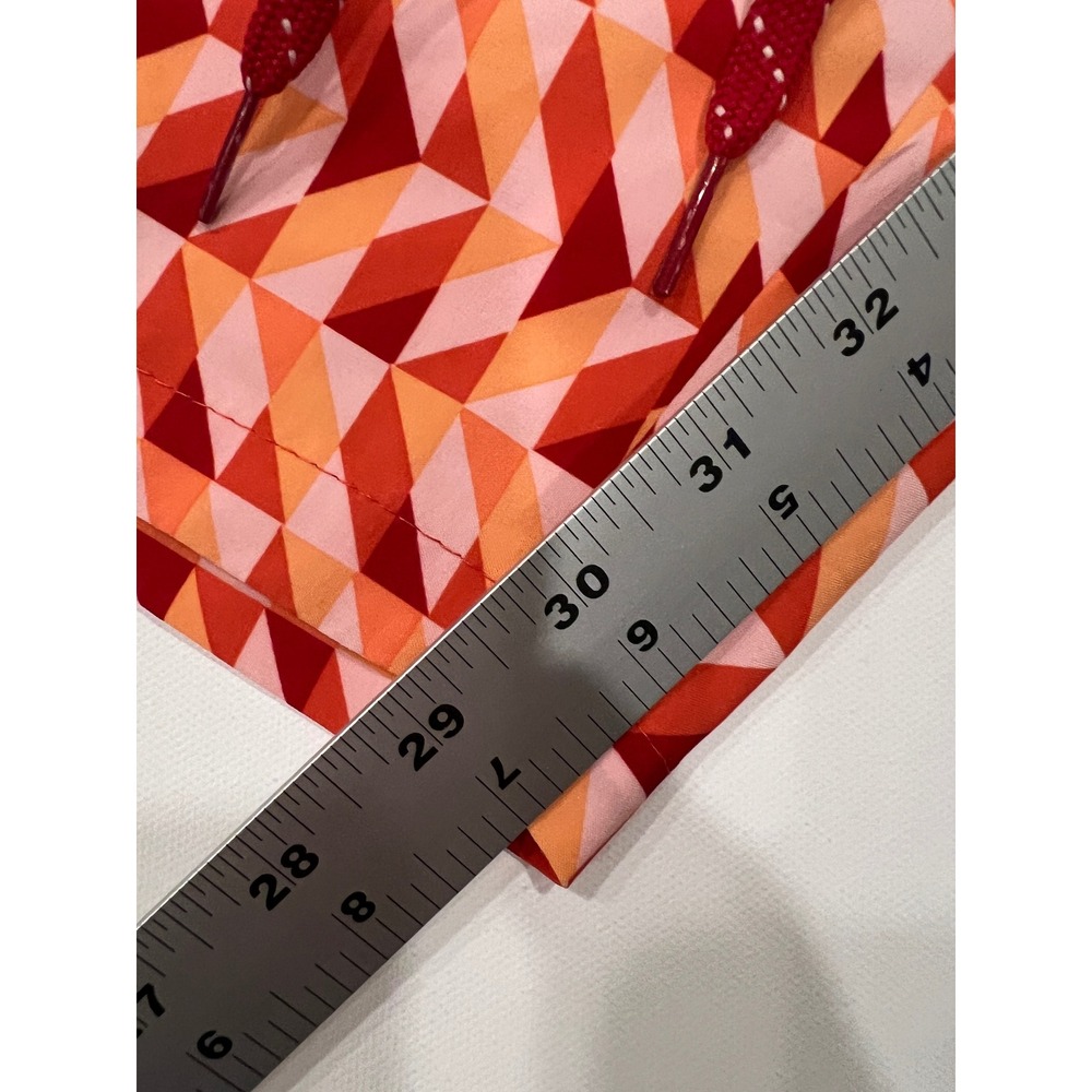 Laguna Mens Medium Swim Trunks Orange Geometric Chevron 7‎ In Lined Board Shorts - Picture 5 of 6